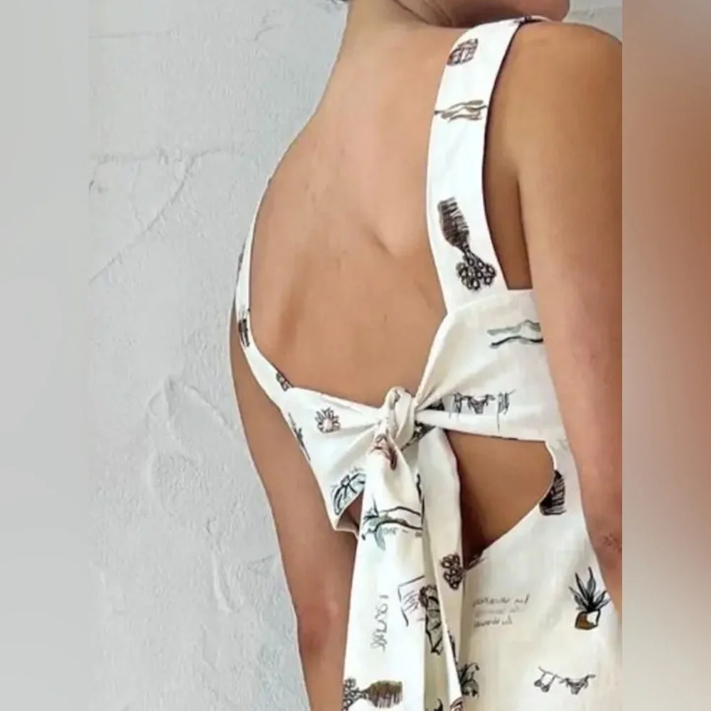 Full Size Printed Square Neck Tie Back Maxi Dress Plus Size